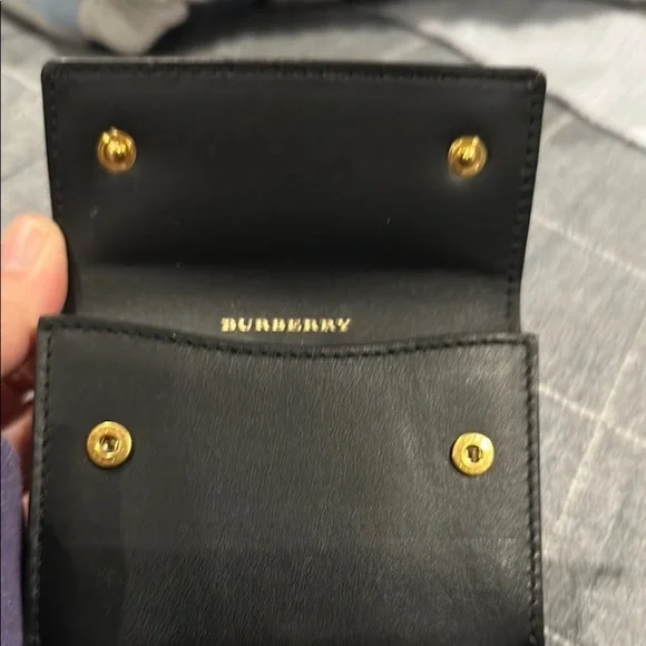Authentic Burberry Black Leather and Plaid Canvas Wallet - Picture 3 of 10